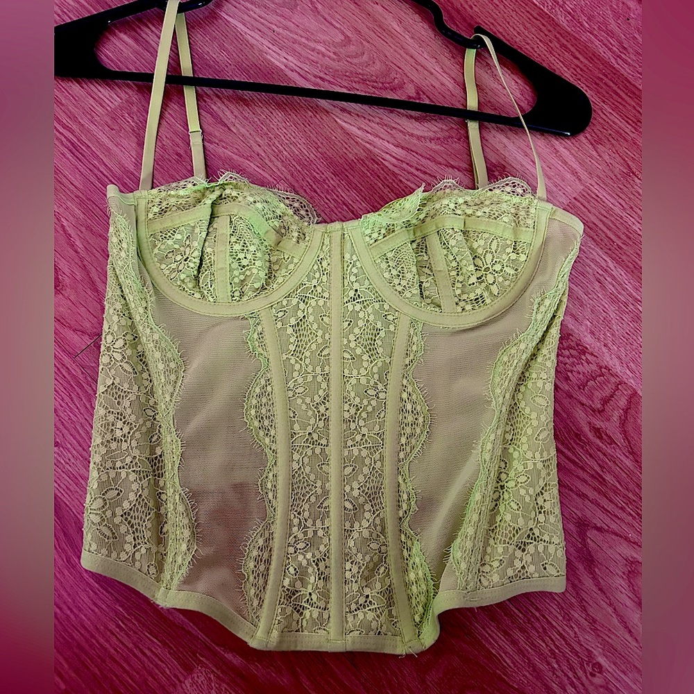 Urban Outfitters - Out From Under Corset Top - Lime Green - Medium